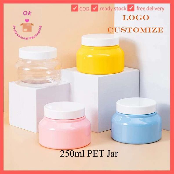 10pcs 250g jar de pet skincare pote 8oz 8 oz de recipiente de maquiagem de maquiagem de plástico vazio garrafa cosmética HM51701