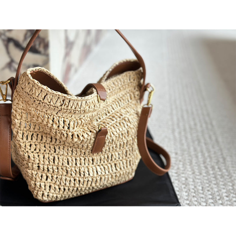 25SS Designer Shopping Bags Straw Woven Bags Large Storage Summer Beach Bag Basket Women Picnic Tote Handbag Pouch Shopping Shoulder