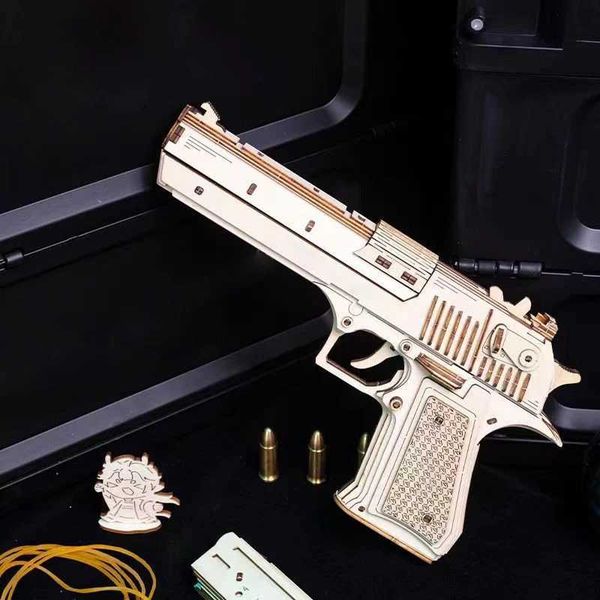 pistol Model DIY 3D Wooden Puzzle Building Block Kits Assembly Toy Birthday Gift For Kids Adult Home DecorT250104