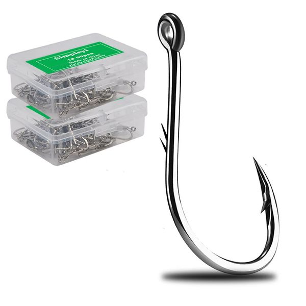50pcsBox Barbed High Carbon Steel Fishing Hooks Sea Worm Carp Single Circle Hook Set Fly Accessories Tackle Fishhook 241203