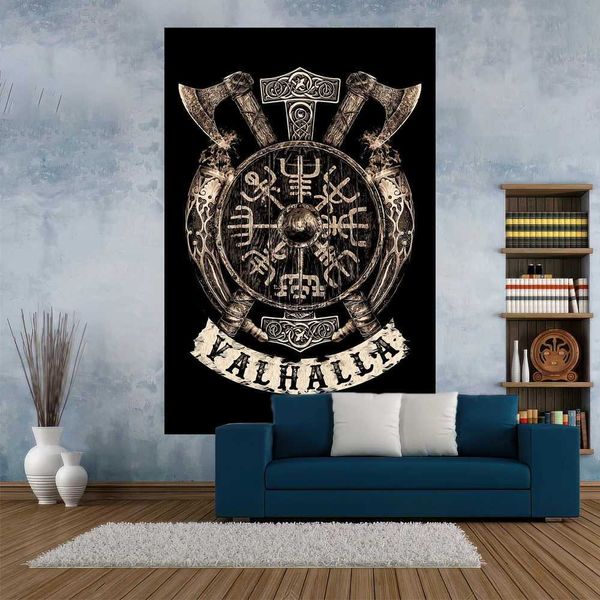 XxDeco Retro Hippie Tapestry Viking Retro Mysterious Raven Printed Witchcraft Bedroom Decoration Wall Hanging Carpets Yoga MatC250205