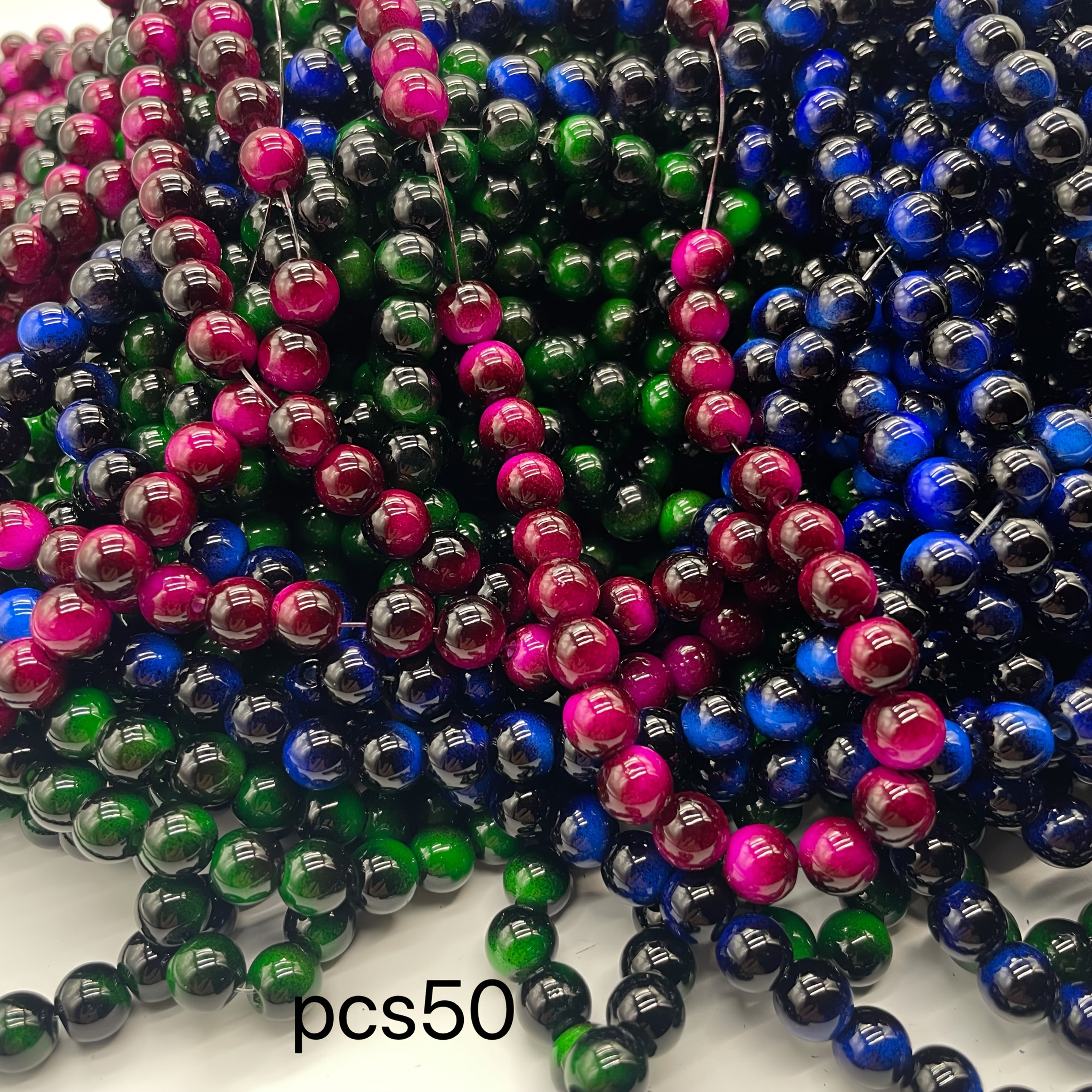 TEMU 50pcs Premium Tiger Eye Glass Beads 8mm - Polished Round Semi-finished Making Beads For Bracelets, Necklaces & Earrings, Making|vibrant Bead