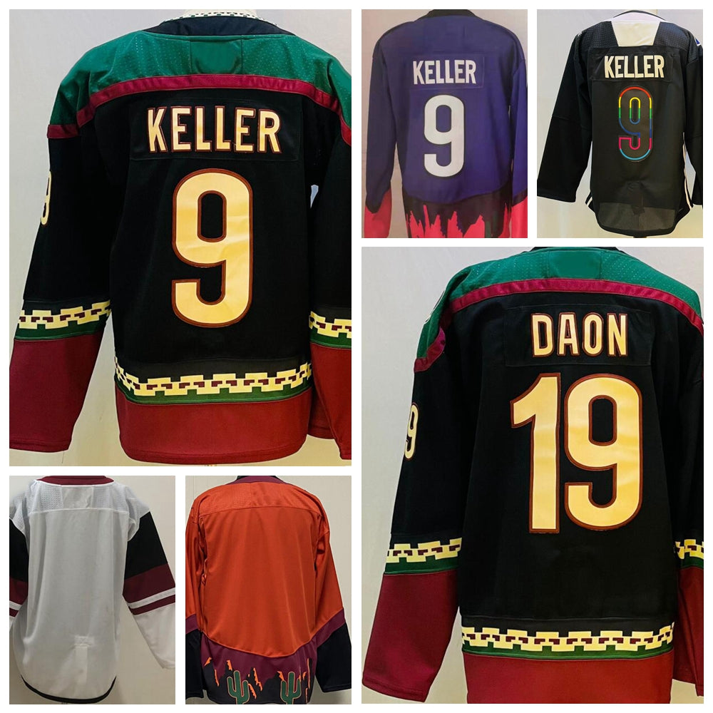 Men Ice Hockey 9 Clayton Keller Jersey 19 Shane Doan Jerseys Man Blank Sport Uniform Long Sleeve Black Reverse Retro Purple Black Stitched Good Drop
