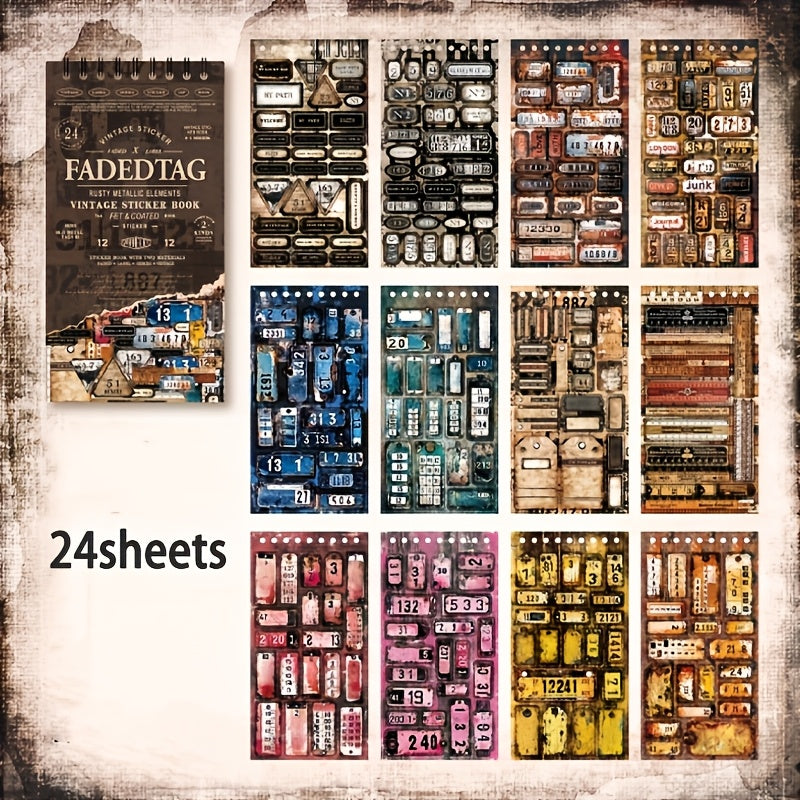 TEMU Vintage Number & Label Sticker Book - Dual-material Pet-washi Coil For Creative Journaling, Scrapbooking, And Diy Crafts - Retro Design With