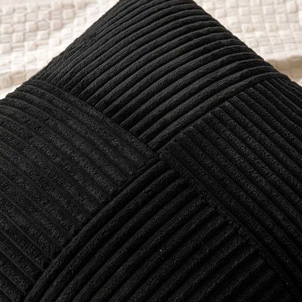 New Arrival Black Throw S Cover 18x18 inch Modern Bed Sofa Living Ro Decorative Box Textu Corduroy Square Cushion Cover Z241113