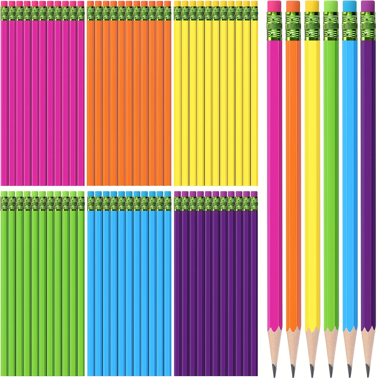 TEMU Outus 120-pack Hb Wooden Pencils With Erasers, Hexagonal Graphite Pencils For , Drawing, Office, Exams, And Sketching - Smooth & Easy Sharpening