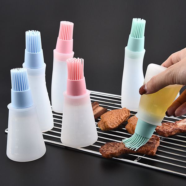 BBQ Tools Accessories Silicone Oiler with Brush Seasoning Sauce Scale oil Bottle Kitchenware Gadgets Grilling Frying 230522