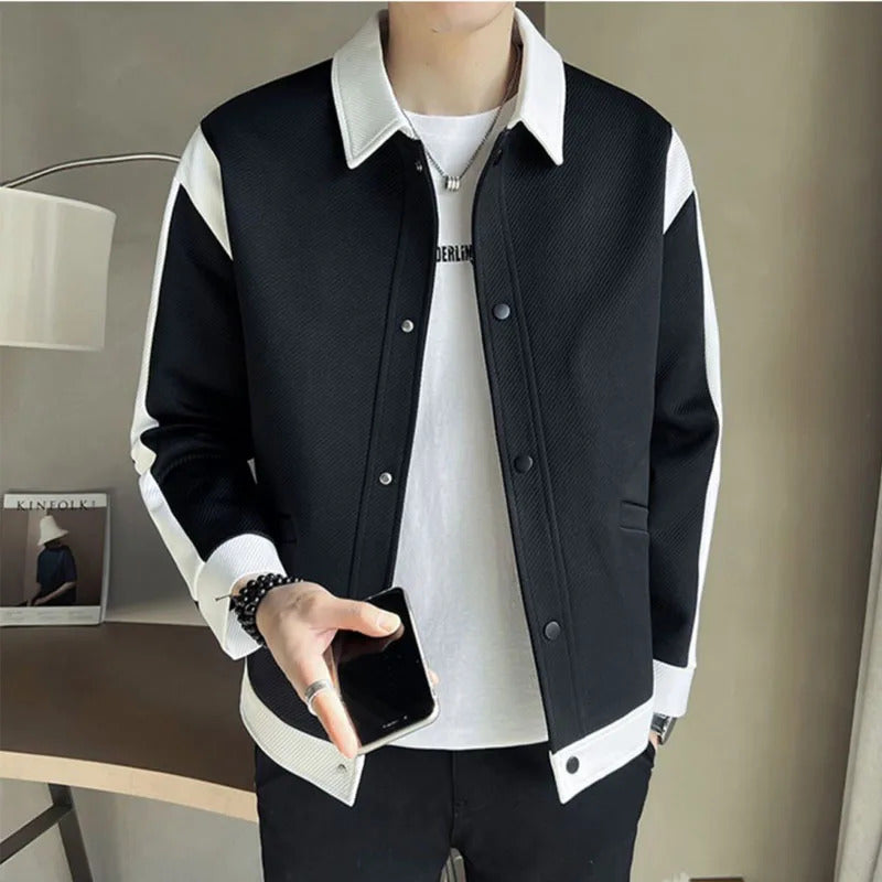 Spring and Autumn Fashion Trends Handsome Colorful Versatile Polo Collar Korean Casual Jacket Loose Fit Mens Jacket240806