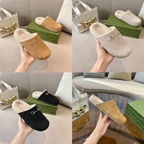 Winter sandals Designer sandals winter fashion Women slides Horse Mule luxury suede wool Men Baotou slippers Wool Slippers Size 36-45