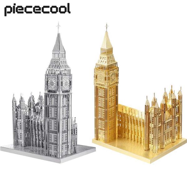 3D Puzzles Piececool 3D Metal Puzzle Model Kit Big Ben Building Kit DIY Toy Best Birthday Gift for Teenagers Y250112II75