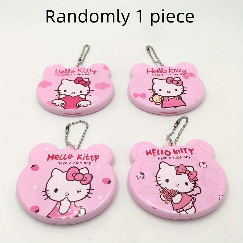 TEMU Hello Kitty Compact Pink Hair Comb With Built-in Makeup Mirror, Ideal For Travel - Cute And Portable Design, Hair Comb