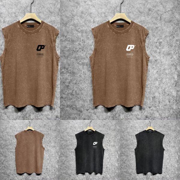 Men Designer Letter Print TShirt Summer Outdoor Tanks Breathable Sleeveless Oversize Tops Vintage Washed Tees