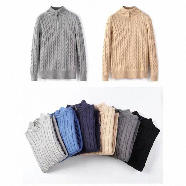 Mens Designer Sweater Shirts Thick Half Zipper High Neck Warm Pullover Slim Knit Knitting Jumpers Cotton SweatshirtMQ3m#