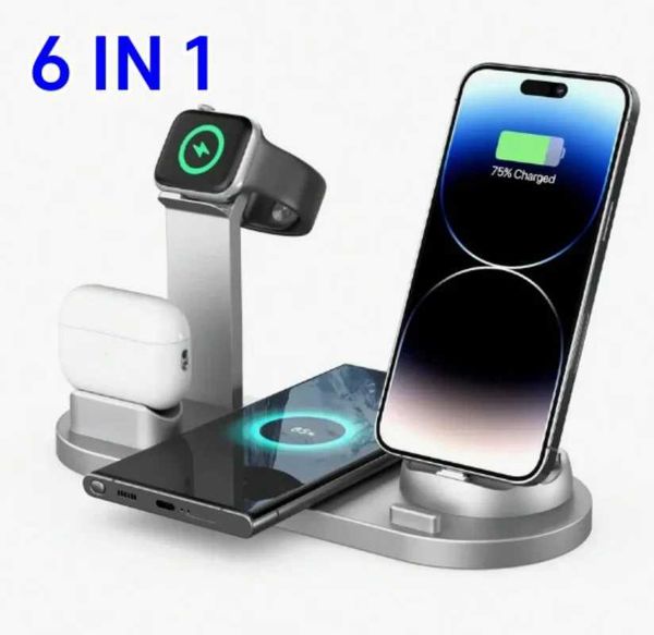 100W 6 in1 Wireless Charger Stand Pad For iPhone 13 12 14 X Watch Qi Fast Charging Dock Station for Airpods Pro iWatch 7 6M240731