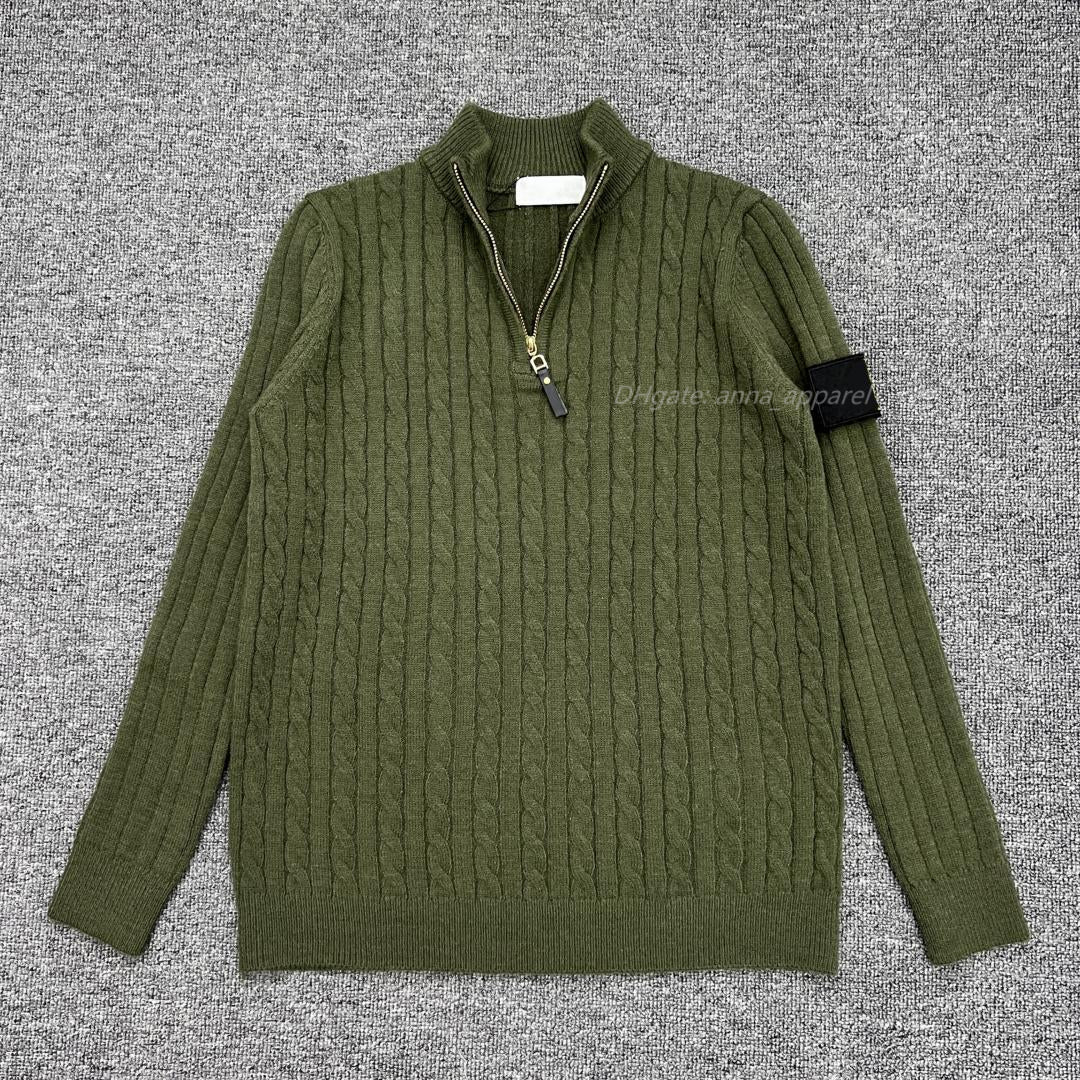 Autumn winter new Men&#039;s Sweaters long-sleeved twist half-high collar zipper Knitted sweater Jumpers Mens Casual base clothes