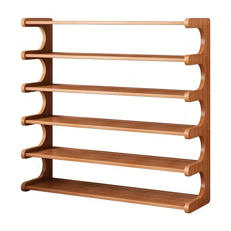 TEMU 6-5 Tier Space Saving Bamboo Shoe Rack, , Made Of Bamboo Wood With Wood Grain Finish, For Dorm Rooms And Entrances, Shoe Rack For Front Door