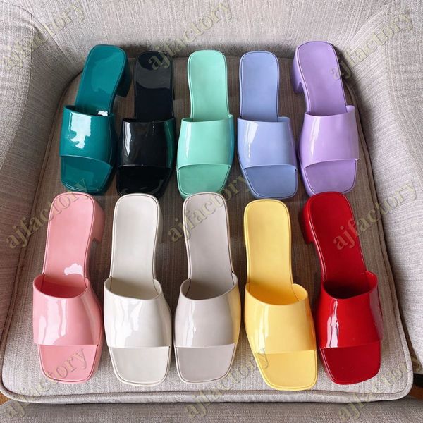 Rubber for Women High Heel Slide Slippers Jelly Sandal lady fruit Platform Slipper Summer Embossed Candy Colors Beach Flip Flops designers t