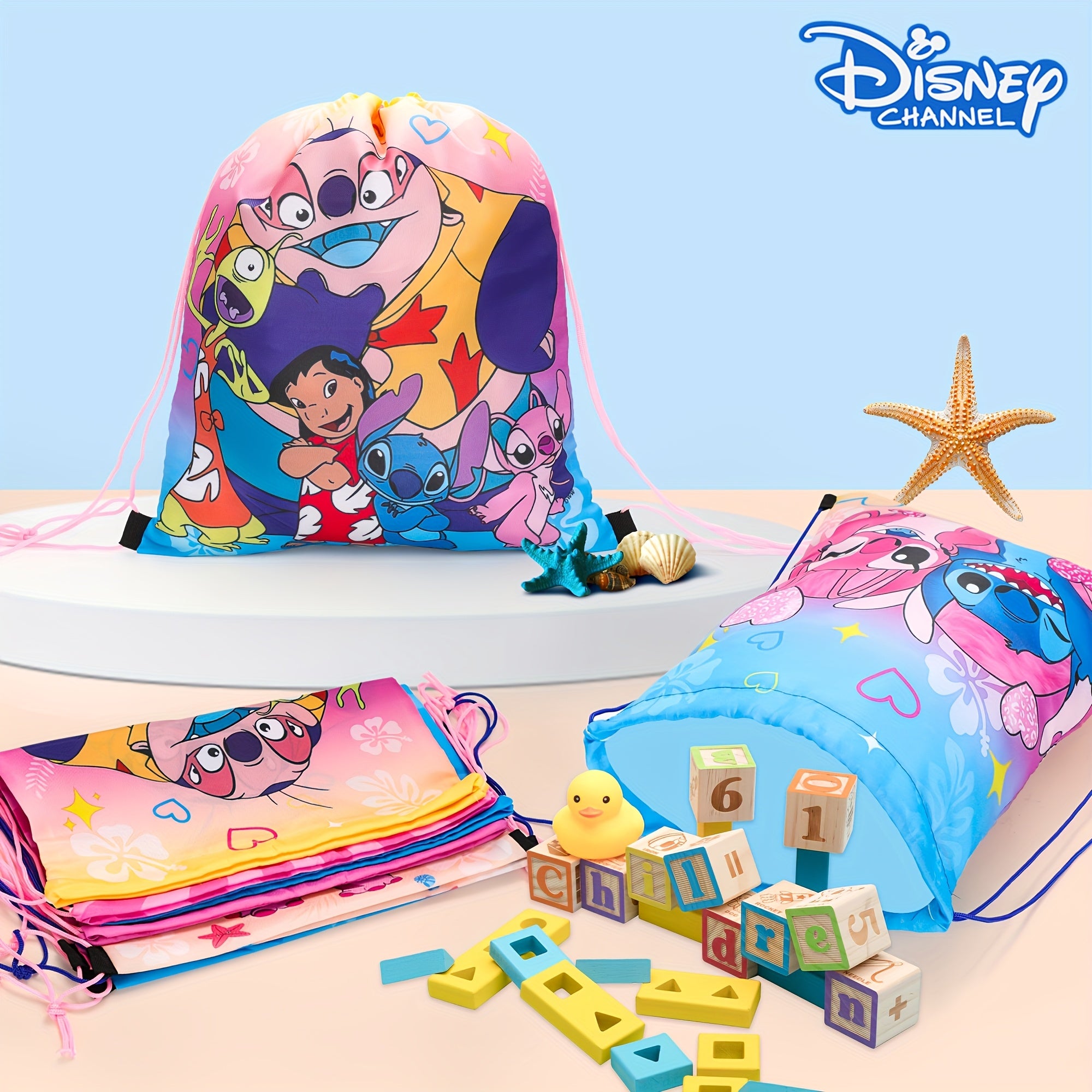 TEMU 18pcs Stitch Drawstring Bags Cartoon Animal Print Party Favors Bags Candy Goodie Treat Gift Backpack Theme Supplies For Birthday