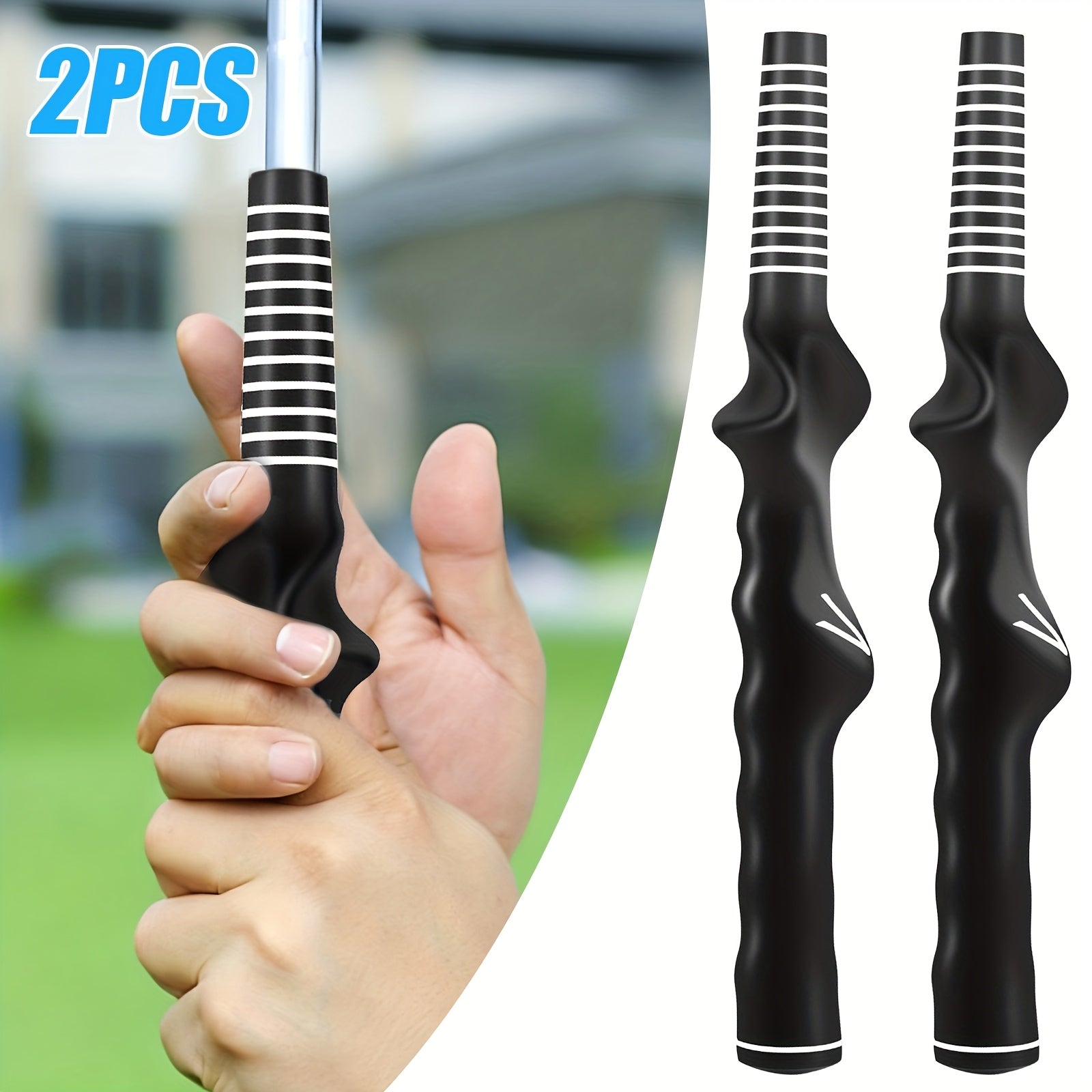 TEMU 2pcs Right-hand Golf Swing Training Grip, Golf Club Grip Practice Aid, Golf Swing Trainer Accessories For Beginners