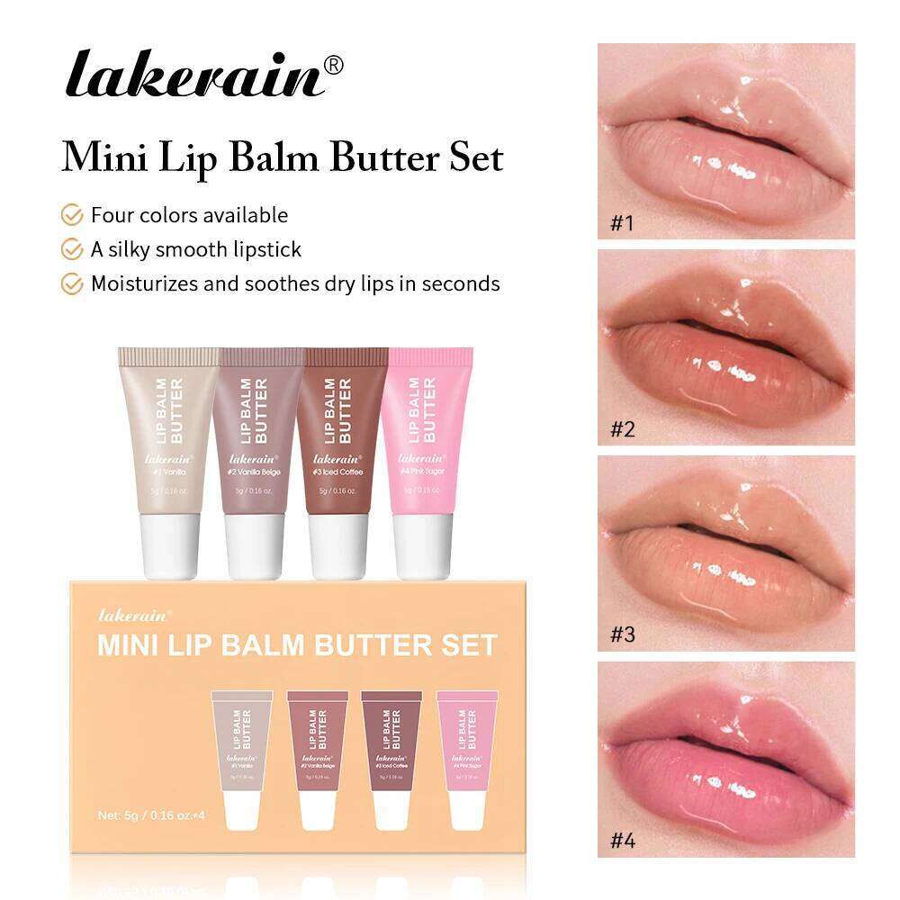 free shipping Summer Butter Mini Lip Balm Travel Kit Buttery Moisturizing Tinted Lip Balm Watery Multi-color Lipstick For All Skin Types