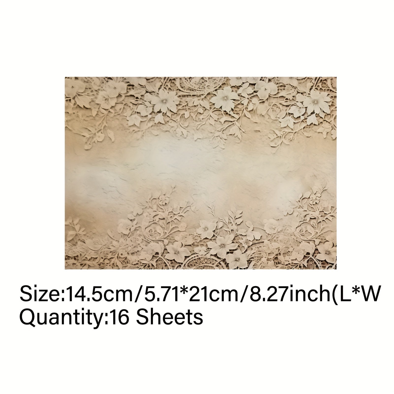 TEMU 16 Sheets Vigus Lace Floral Paper - A5 Size Paper With Intricate Edgy Lace Patterns For Scrapbooking, Journaling, Card Making, Diy Crafts -