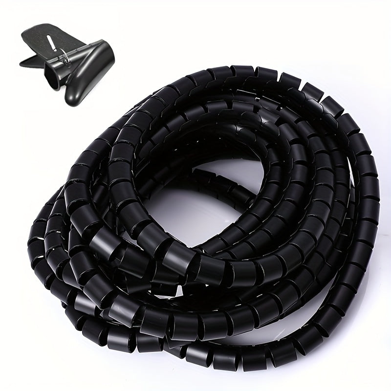 TEMU 1pc 6.6ft Cable Covered Tube, Spiral Wire Wrap Cord Covers Bundle Sleeve Hose For Computer Electrical Wire Organizer, Stop Cord Cover And