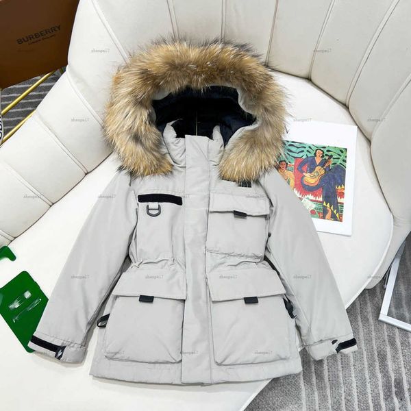 Top baby down jackets Plush cap collar long boys coat kids designer clothes Size 120-160 winter Windproof girls Outwear