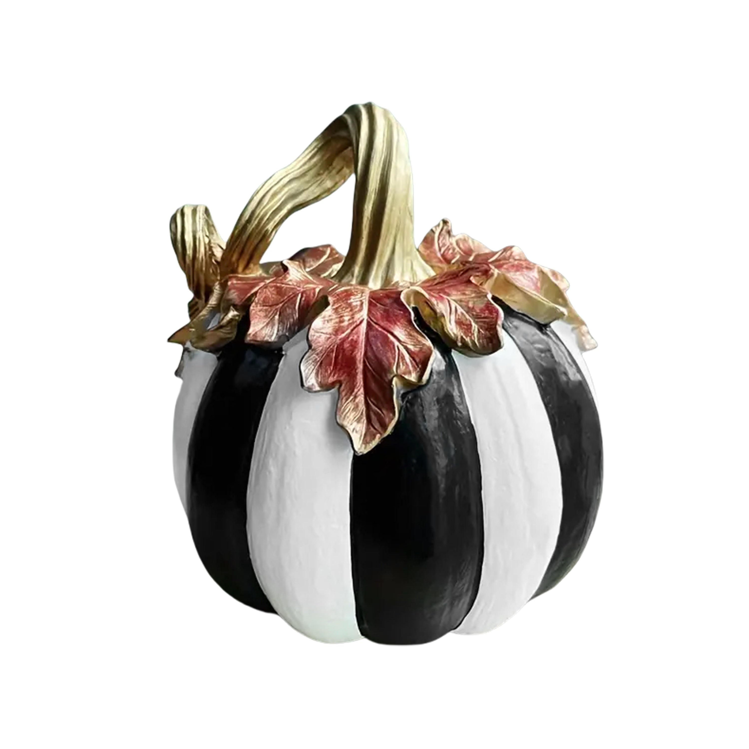 TEMU Black And White Pumpkin Ornament - Resin Autumn Desktop Decor, Thanksgiving And Halloween, Versatile Indoor-outdoor Home Centerpiece