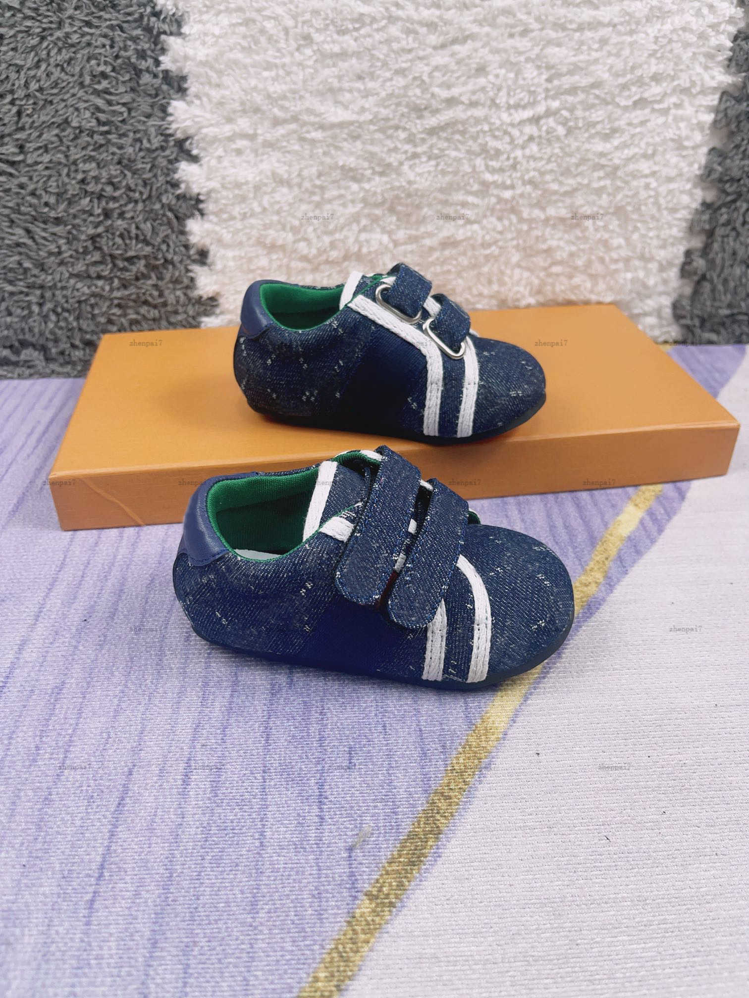 Top one toddler shoes Grid printing baby shoes Size 21-28 Box Packaging designer Kids shoe high-quality infant walking shoe A578X16N130-b