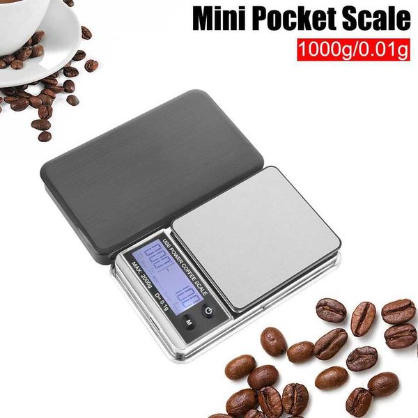 Mini Pocket Scale 1000g-0.01g Electronic Scale Auto Timer Digital Kitchen Coffee Scale High Precision Cyclic RechargeableM240815