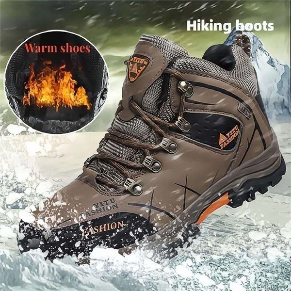 Men&#039;s Winter Sneakers Snow Waterproof Leather Hiking Super Warm winter sneakers for men Boots Outdoor trekking shoes