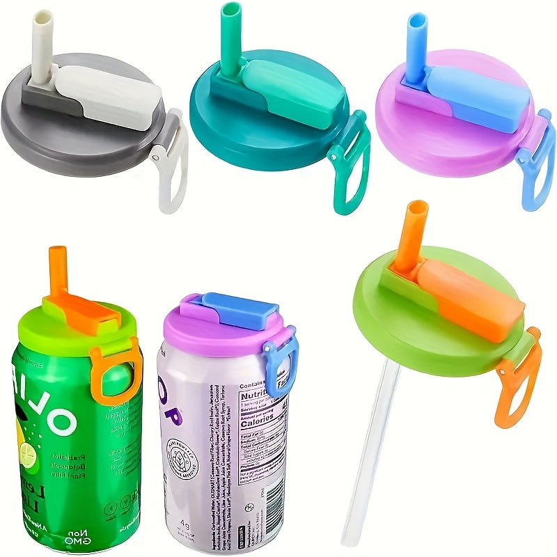 TEMU 4pcs Soda Can Lids With Straws Included - Leak-proof Design, Suitable For Standard Soda, Beer, Juice, Energyans, Ideal For Home, Office, , And