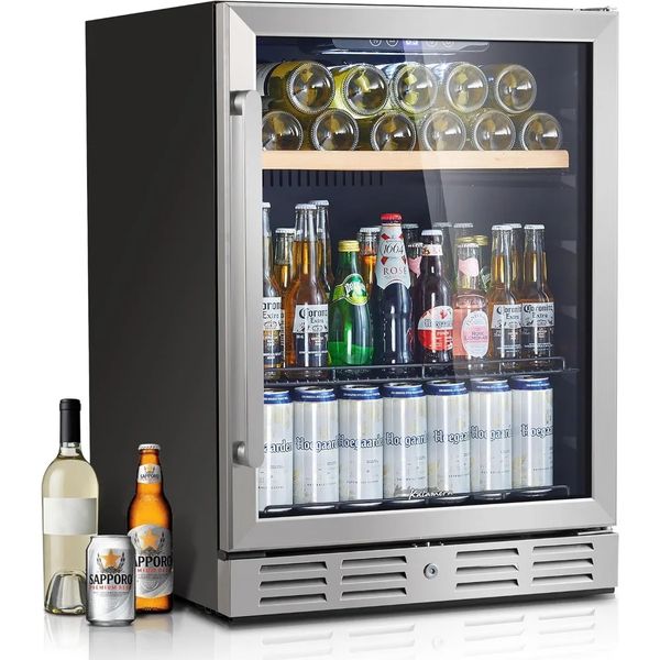 Mini Fridge Beverage And Wine Cooler Built-In Or Freestanding Cans Refrigerator Cooler, With White Interior Light