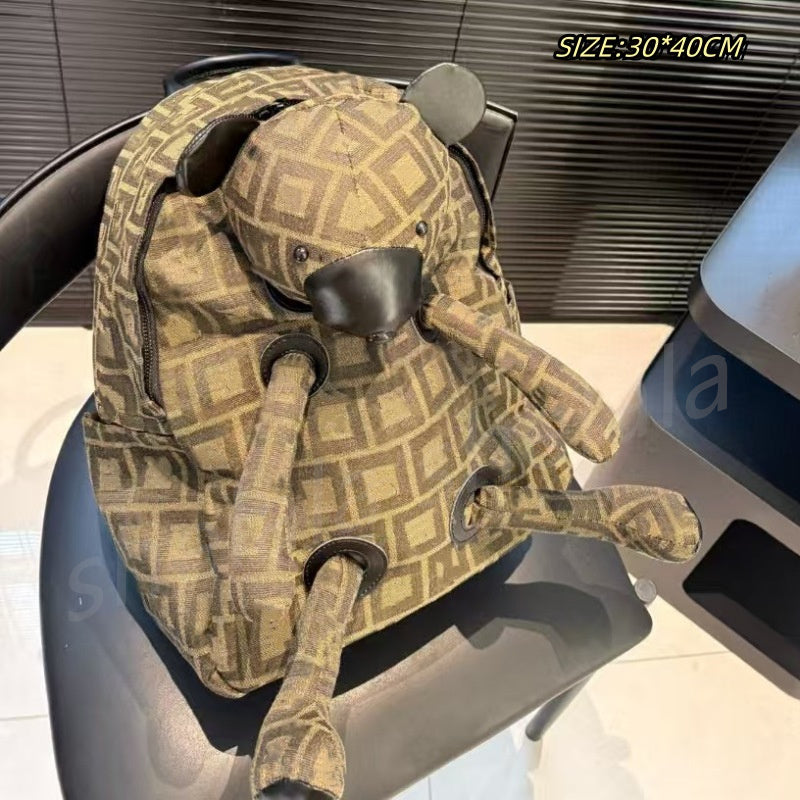 Designer style student computer backpack light luxury fashion outdoor travel bag classic large capacity backpack casual bag (No Dolls)