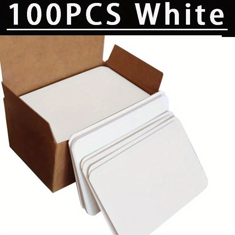 TEMU 100 Blank White Cards - Cardboard Diy Tabletop Game, Postcards, Wallpaper And Message Cards For Halloween Crafts & , With Smooth Texture