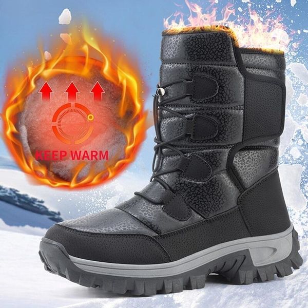Warm Men Plush Snow Boots High Top Winter Mens Waterproof Motorcycle Outdoor AntiSlip Hiking 241028