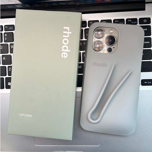 Rhode Phone Case Lipstick Portable Case Design Lip Gloss Lipstick Lip Balm 3D Make-Up Silicone Phone Case for iPhone 16 15 14 13 12 Pro Max