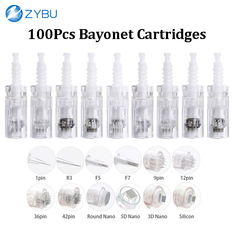 Derma Pen 100Pcs Pack MTS Cartridges- Skin Care Needles for Dr Pen Devices N2 M7 M5 E30 Dermapen F7 Replacement Microneedling Tips 1-3-5-7-9-12-24-3