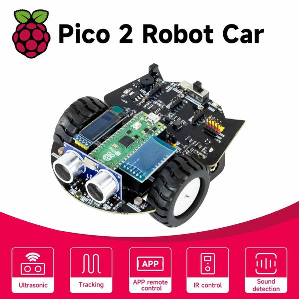 Electronics Robots Raspberry Pi Pico 2 Robot Car Kit Programmable Car Use MicroPython Programming For Student DIY Electronic Project Raspber