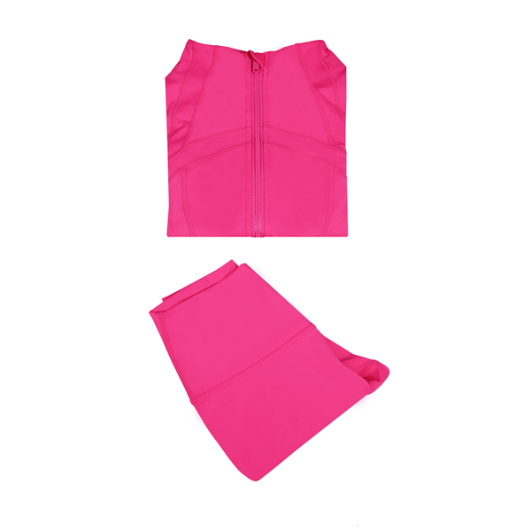 defines Women&#039;s Yoga Fitness Set with Zipper Jacket, Elastic Waist Shorts & Stretchy Leggings