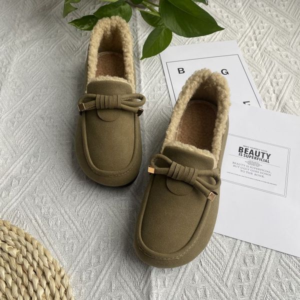 Cozy 2024 Winter Women&#039;s Flats: Plush-ed Soft Sole Casual Cotton Shoes d933