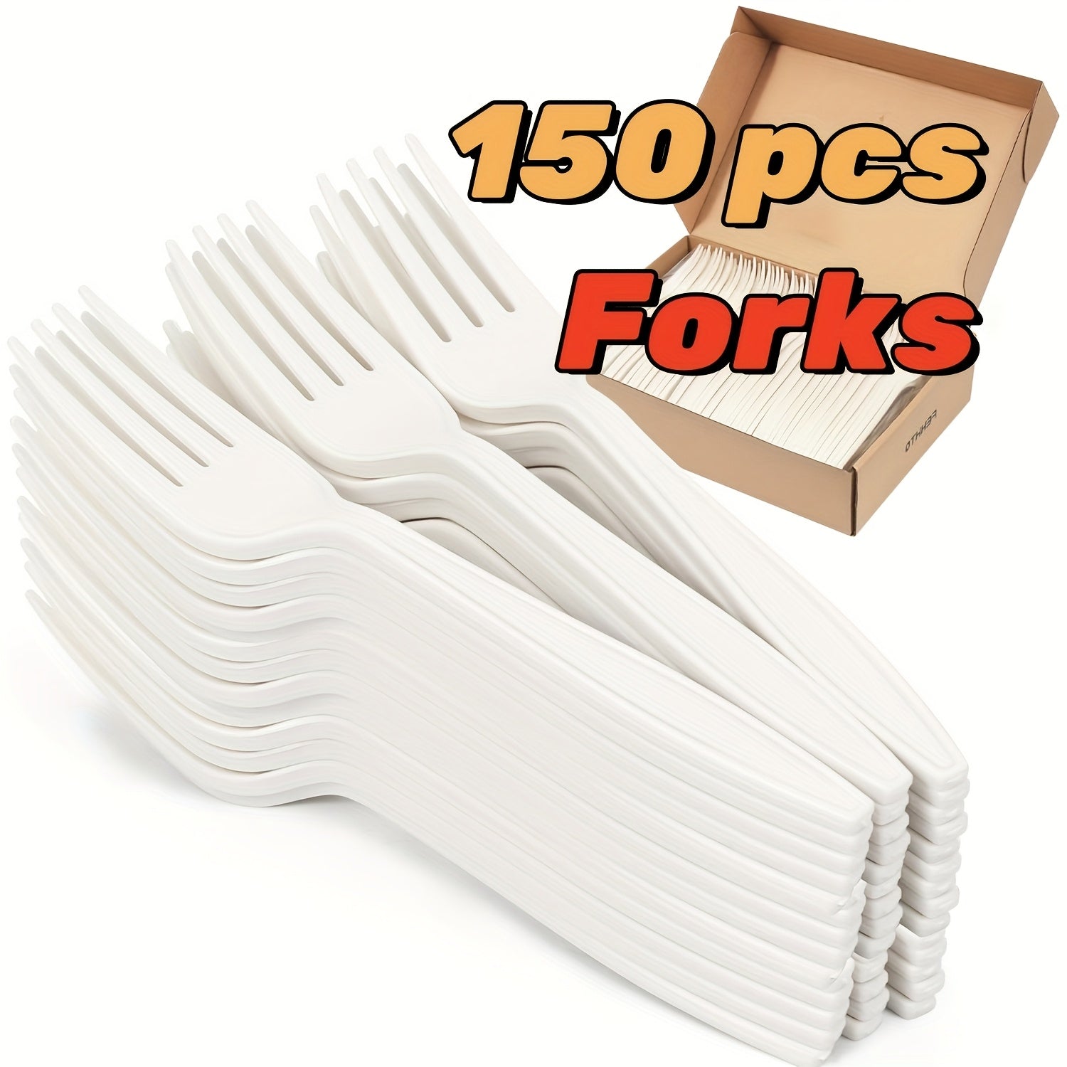 TEMU 150pcs 7" Forks - Heavy Duty Cutlery, Disposable Forks With Better Heat Resistance, For Parties, Bbqs, Restaurants & Home Use, Party Supplies,