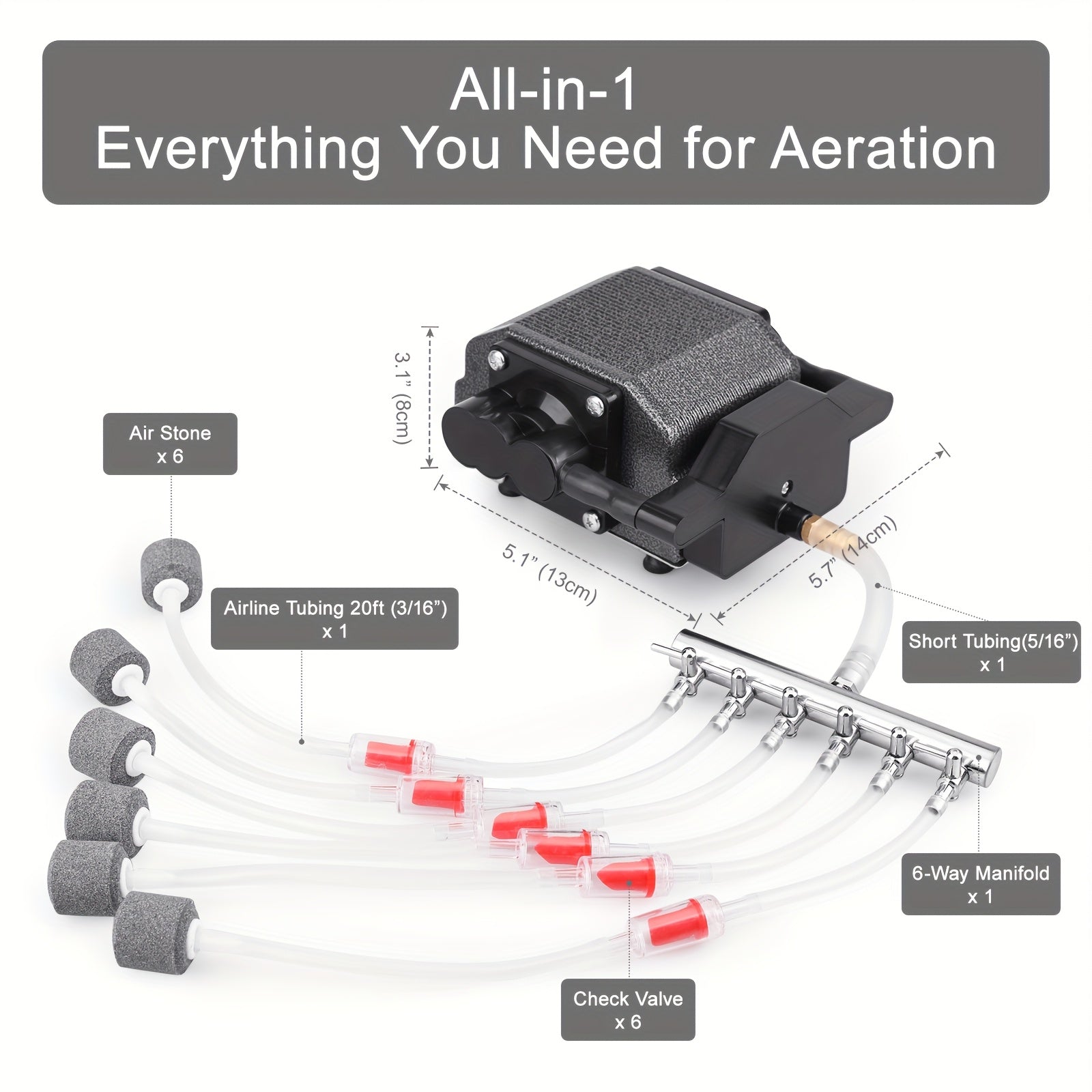 TEMU Aquamiracle Quiet Aquarium Air Pump 317-475gph 0.025-0.03mpa 8-16w High Pressure Air Pump Commercial Air Pump Pond Aerator Bubbler Hydroponics