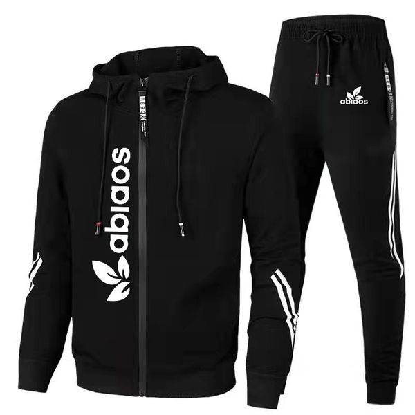 Men Sets Sweatshirt+sweatpants Tracksuit Zipper Stand Collar Sports Suit Jogging Fitness Men Clothing