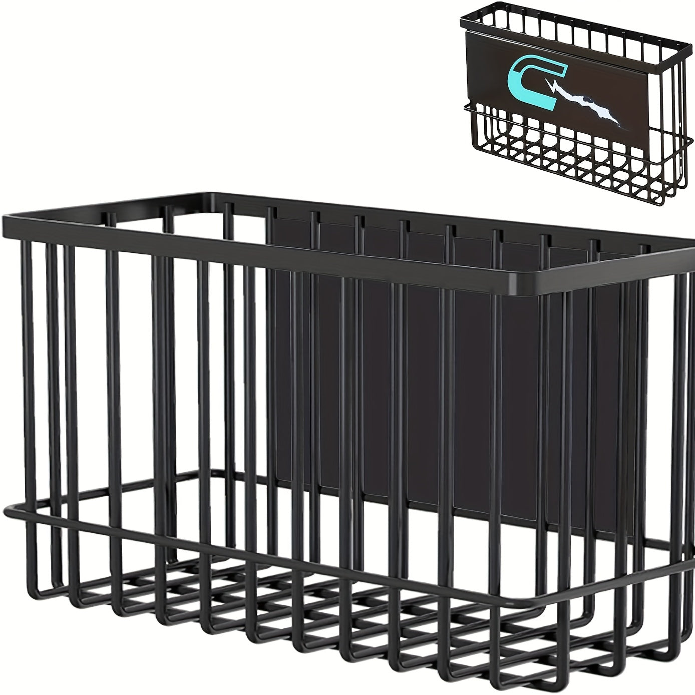 TEMU Heavy-duty Magnetic Metal Basket Organizer - Space-saving Storage Rack For Refrigerator & Washing Machine, Holds 14 Lbs, Easy To Magnetic ,