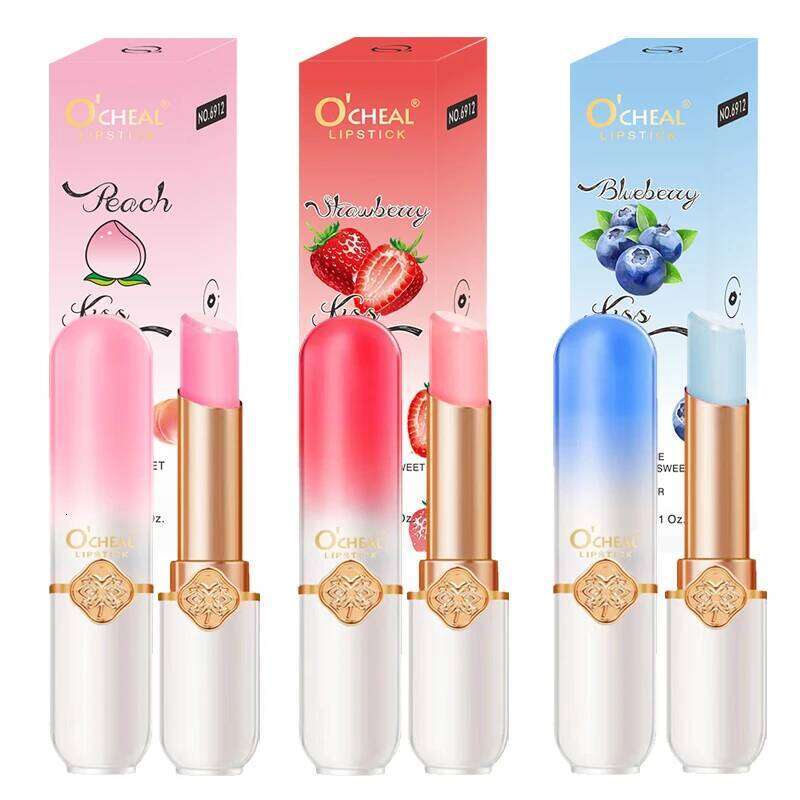 free shipping O&#039;CHEAL Color Fruit Lipstick Peach Temperature Changing Lip balm Moisturizing Waterproof Long Lasting Moisturizes Lip Balm