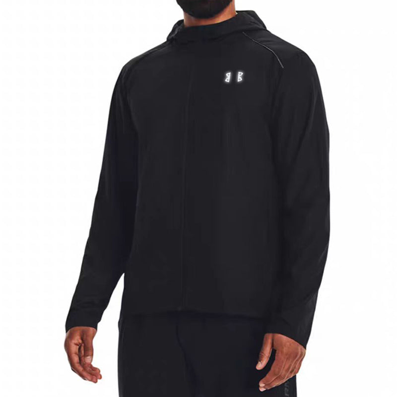 AA Mens Outdoor Casual Windbreaker Jacket with Zipper Hood Lightweight Windproof Sportswear Coat Fitness Training Hoodie Sweatshirt Set Autumn Fall