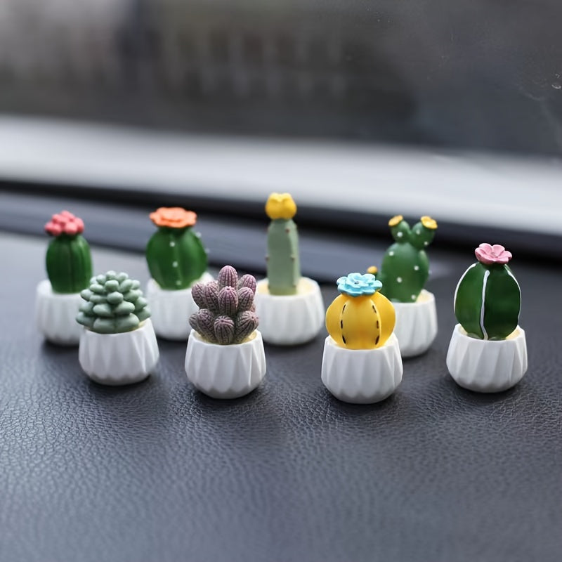 TEMU 5pcs Ceramic Flower Pot Mini Artificial Succulents, Colorful Car Dashboard Decoration, Car Interior Accessories