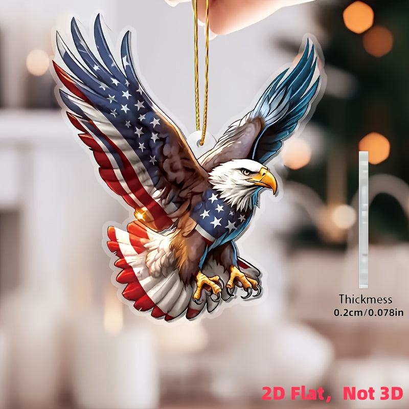 TEMU 2d Flat, 1pc 2d Flat Acrylic Bald Eagle Ornament- Suitable For Car Rearview Mirror, Keychain, Bag, And Home Decoration, Creative Small Gift, 2d