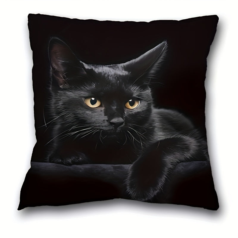 TEMU Halloween&christmas Decoration-1pc Cute Whimsical Cat Polyester Throw Pillow Cover - Vibrant Room Decorative Accent, Soft Sofa Pillow Cover,